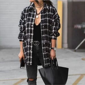 Zara Monochrome Checkered Blazer